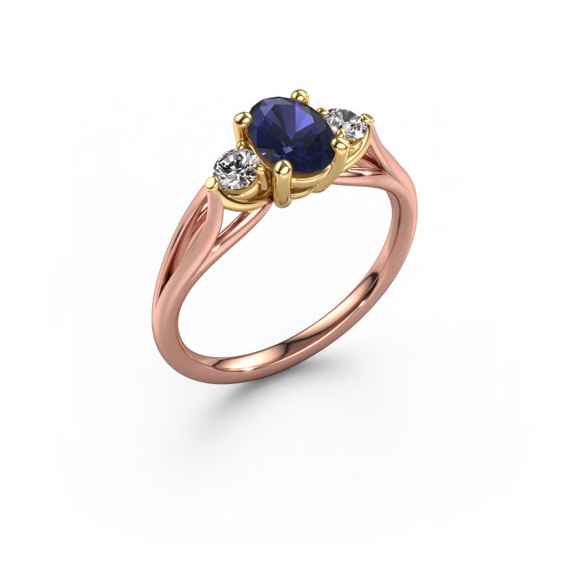 Verlovingsring Amie OVL 585 rosé goud saffier 7x5 mm
