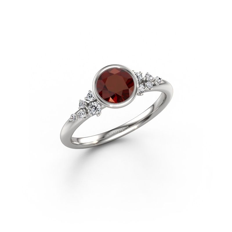 Verlobungsring Aliyah RND 950 Platin Granat 5.7 mm