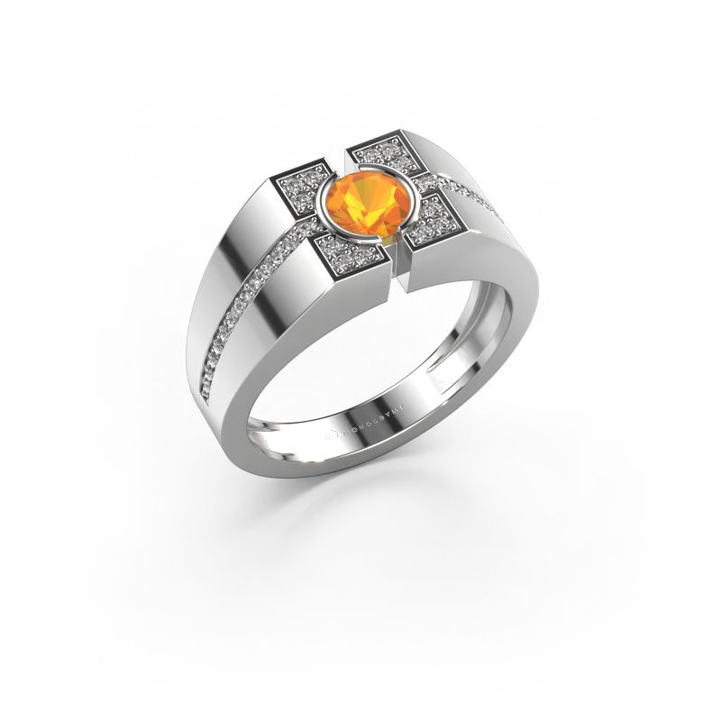 Bague pour homme Thijmen 950 platine citrine 5 mm