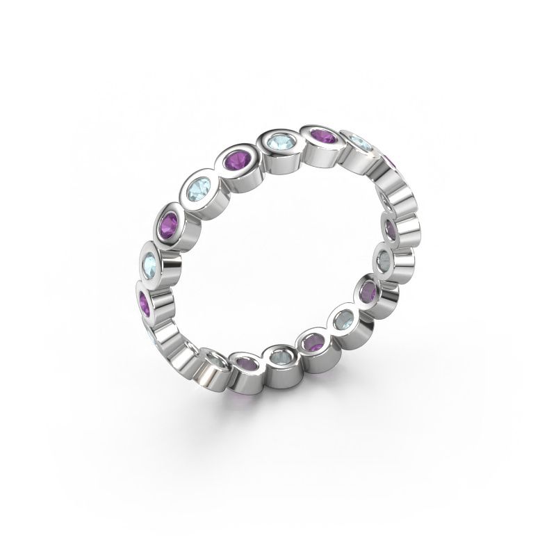 Stackable ring Edwina 1 585 white gold aquamarine 2 mm