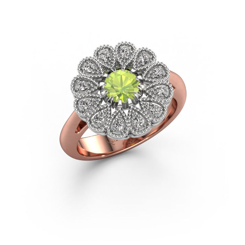 Engagement ring Kaat 585 rose gold peridot 5 mm