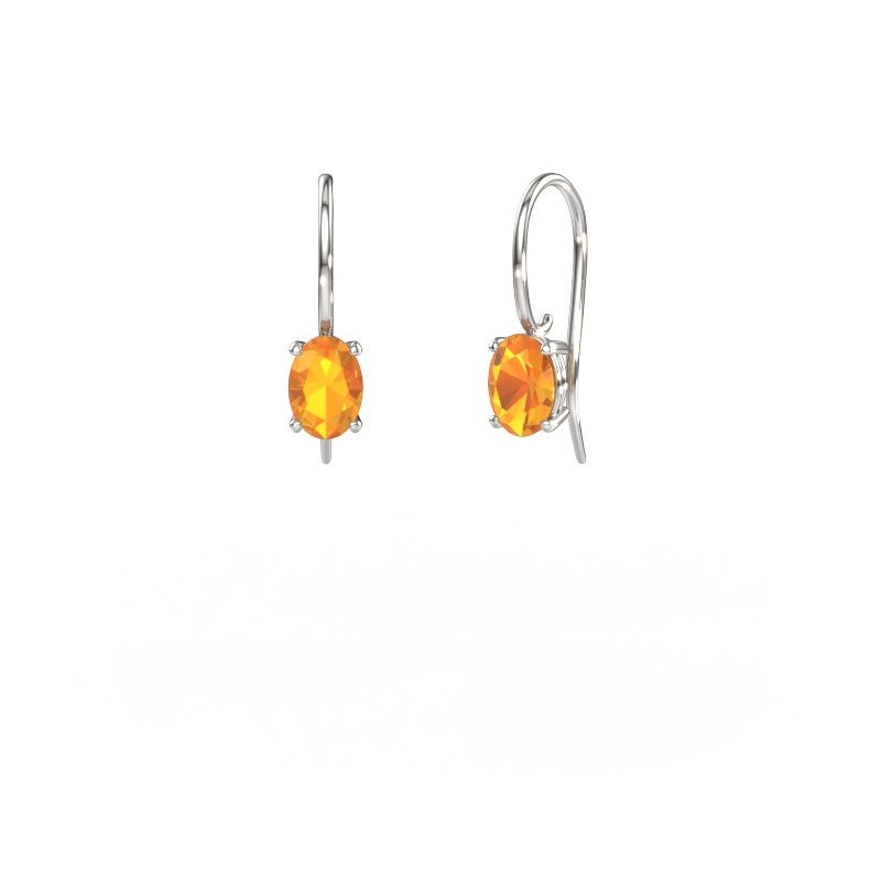 Pendants d'oreilles Cleo OVL 585 or blanc citrine 7x5 mm