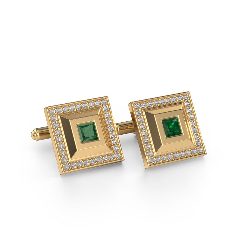 Cufflinks Joris 585 gold emerald 4 mm