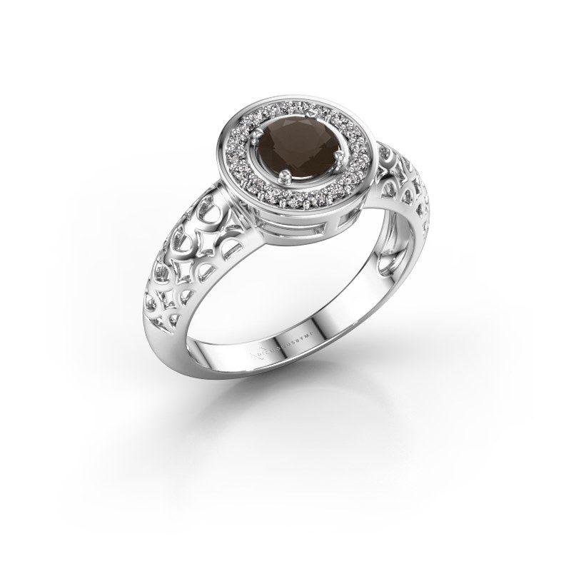 Afbeelding van Ring Katalina<br/>585 witgoud<br/>Rookkwarts 5 mm