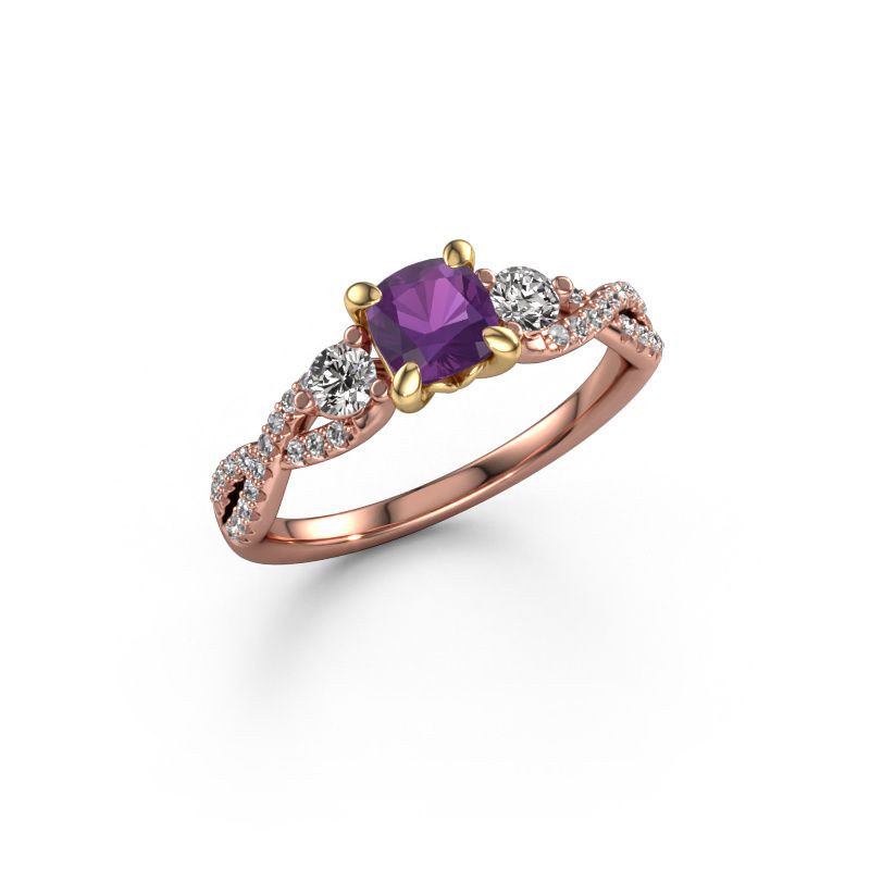 Engagement ring Marilou CUS 585 rose gold amethyst 5 mm