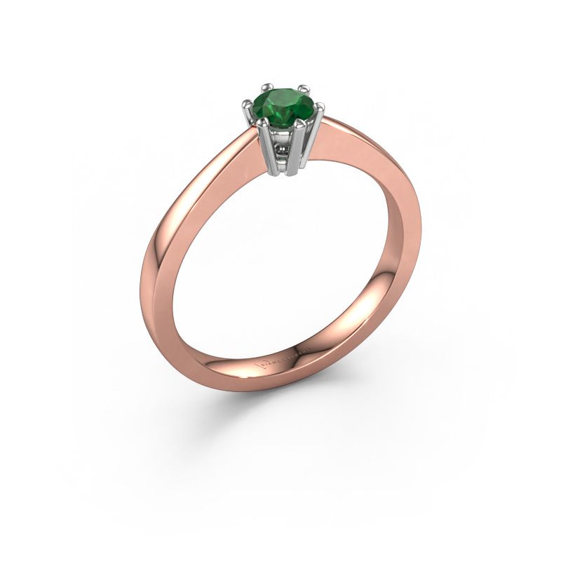 Verlovingsring Noortje 585 rosé goud smaragd 4 mm