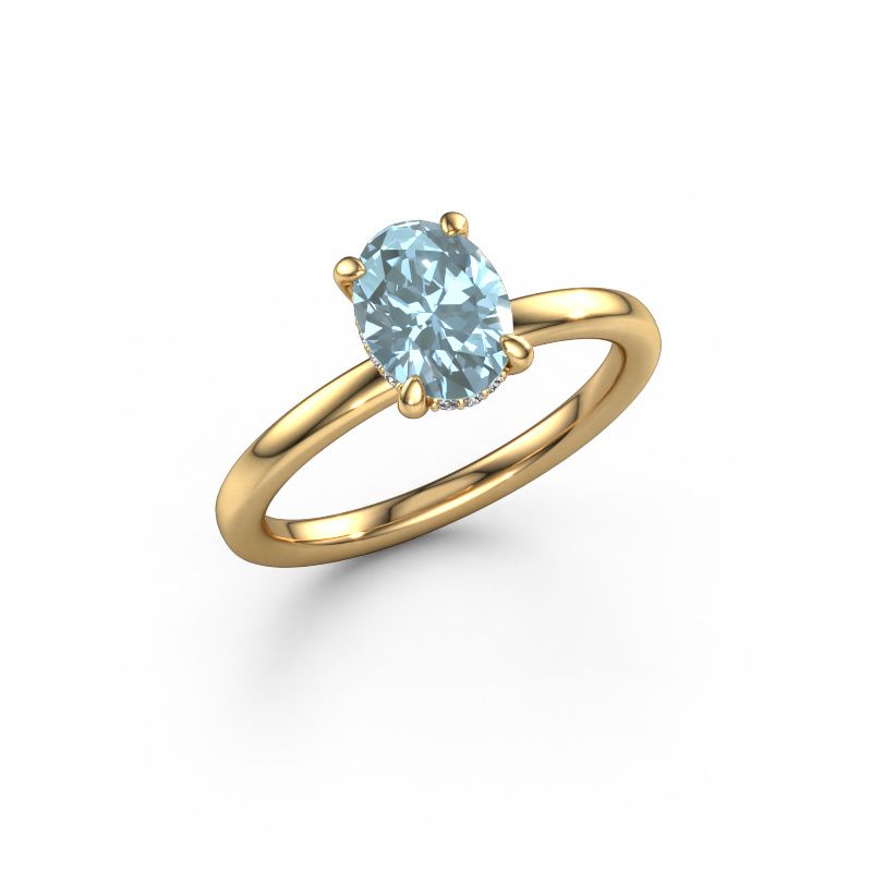 Engagement ring Simone OVL 2 585 gold blue lab grown diamond 8x6 mm