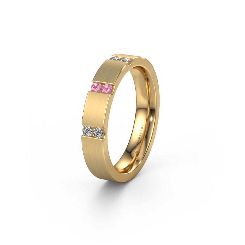 Trouwring WH2133L14BM 585 goud roze saffier ±4x2.2 mm