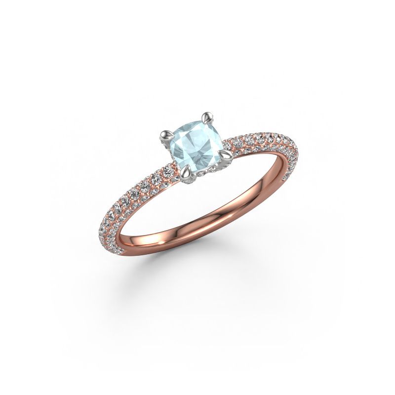 Verlobungsring Saskia 2 CUS 585 Roségold Aquamarin 4.5 mm