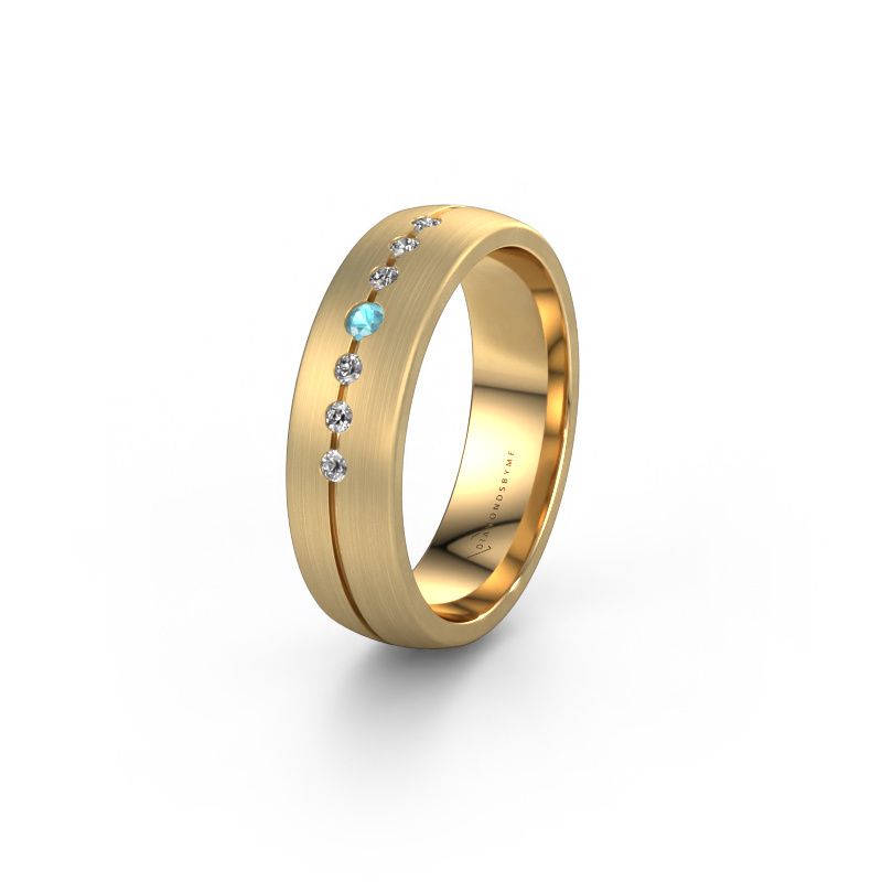 Wedding ring WH0162L25A 585 gold blue topaz ±5,5x1.7 mm