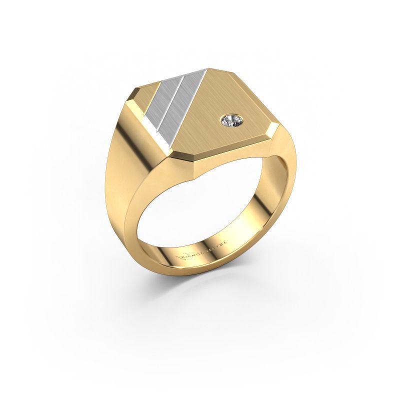 Signet ring Patrick 3 585 gold lab grown diamond 0.06 crt