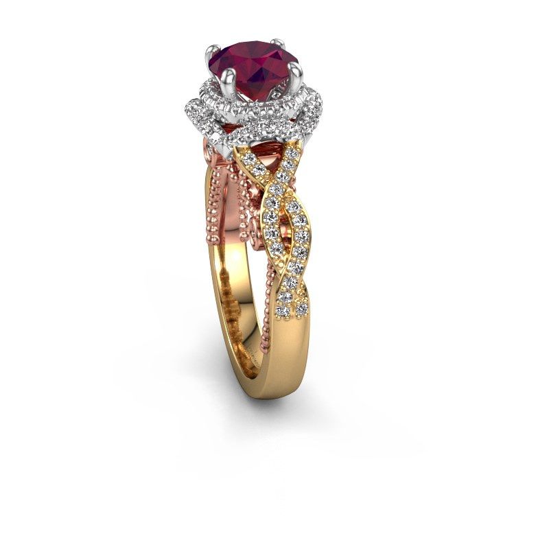 Afbeelding van Verlovingsring Leora<br/>585 goud<br/>Rhodoliet 6.5 mm