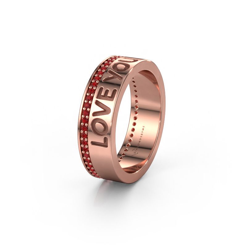 Trouwring Namering 4 585 rosé goud ±6x2 mm
