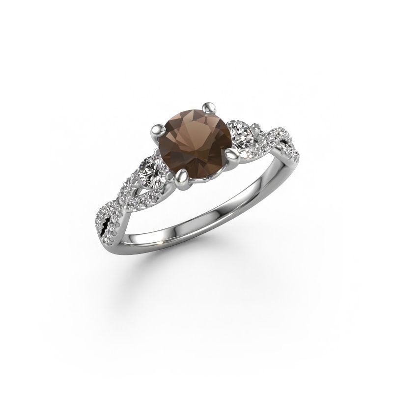 Verlobungsring Marilou RND 585 Weißgold Rauchquarz 6.5 mm