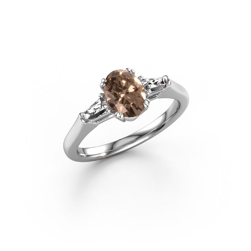 Bague de fiançailles Indy OVL 950 platine diamant brun 1.52 crt