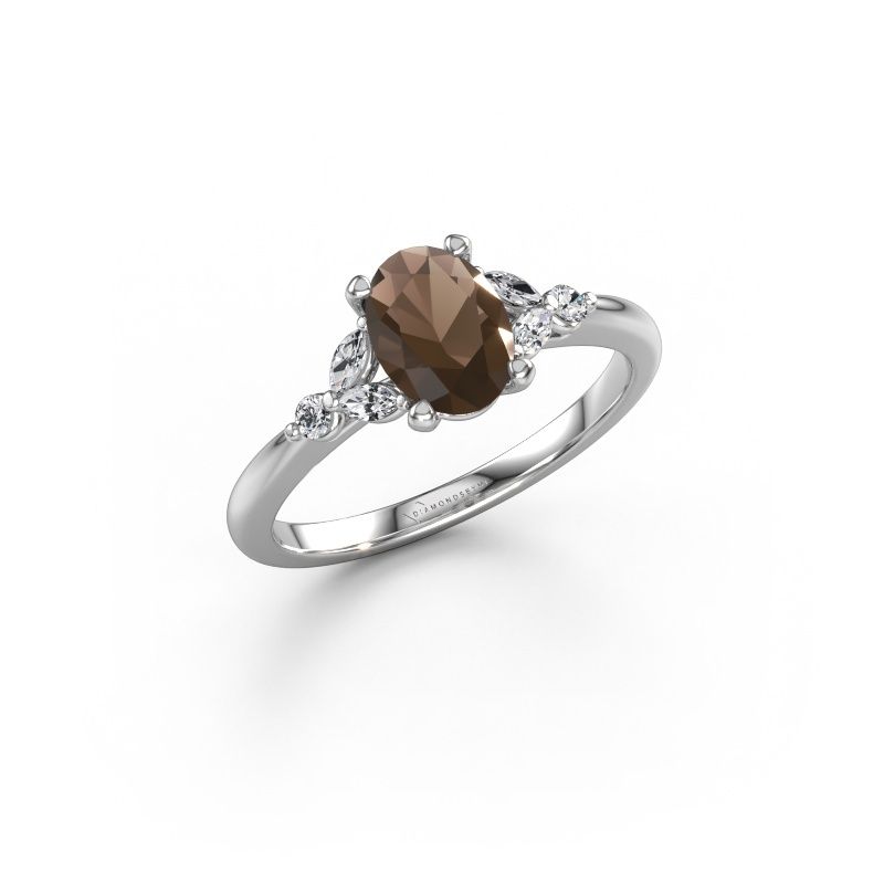 Engagement ring Megan OVL 950 platinum smokey quartz 7,5x5,5 mm