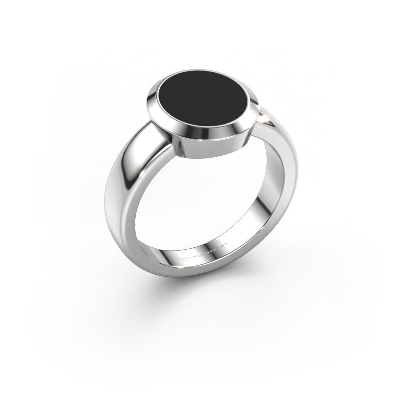Signet ring Oscar 2 950 platinum black enamel 11x9 mm
