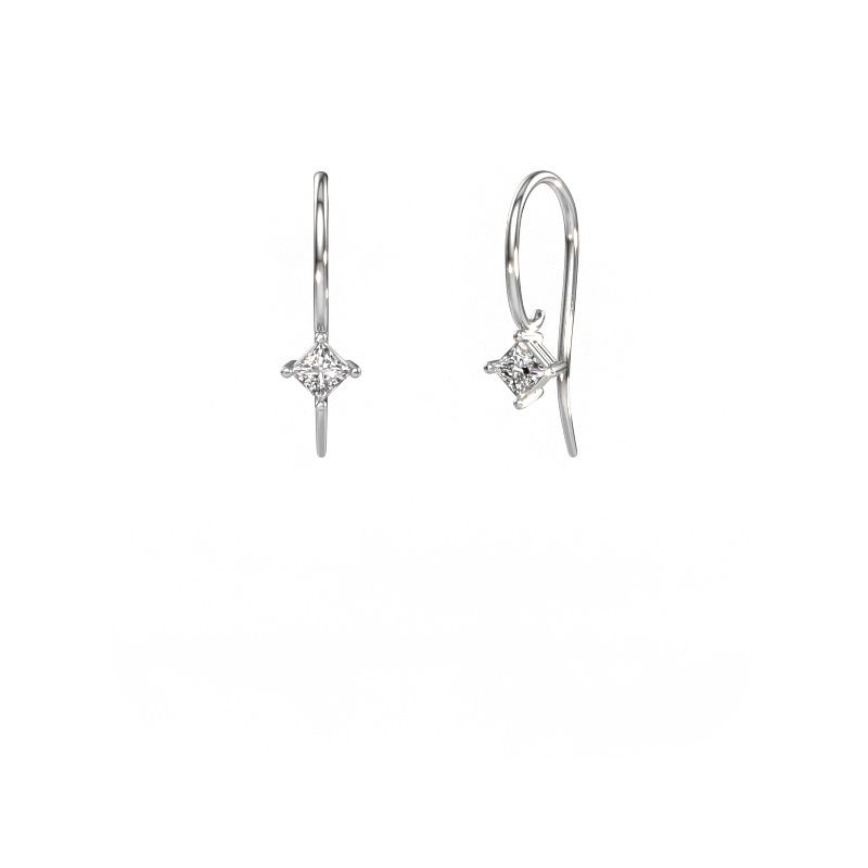 Drop earrings Cleo SQR 585 white gold diamond 4.00 crt