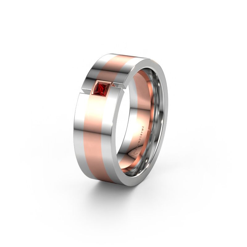 Wedding ring WH2042P 585 rose gold garnet ±7x2.4 mm