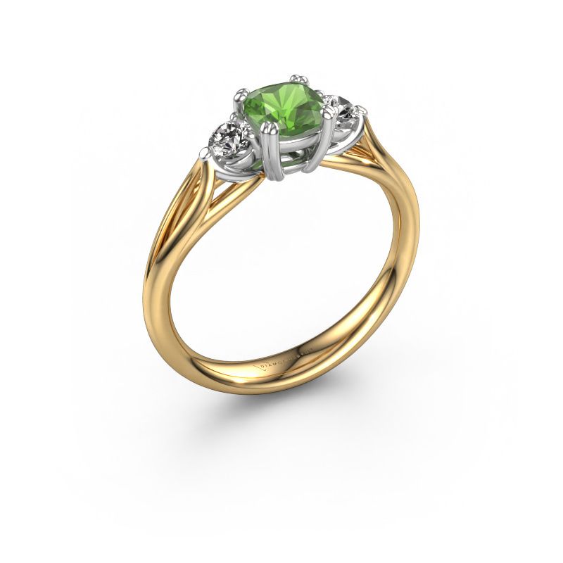 Bague de fiançailles Amie cus 585 or jaune vert tourmaline 5 mm