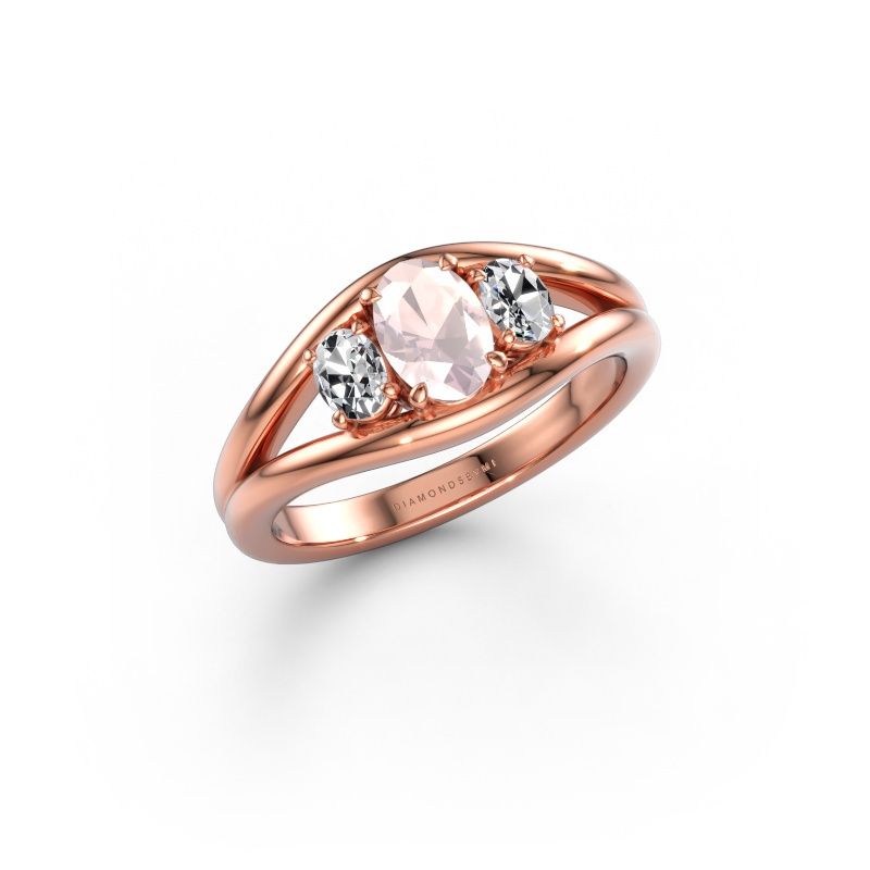 Ring Cassie OVL 585 rose gold morganite champagne 6.5x4.5 mm
