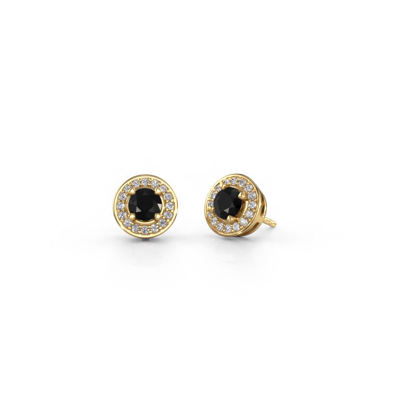 Stud earrings Agaat 585 gold black diamond 1.52 crt