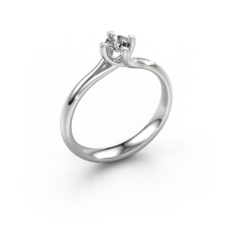 Bague de fiançailles Dewi Round 585 or blanc zircone 4 mm