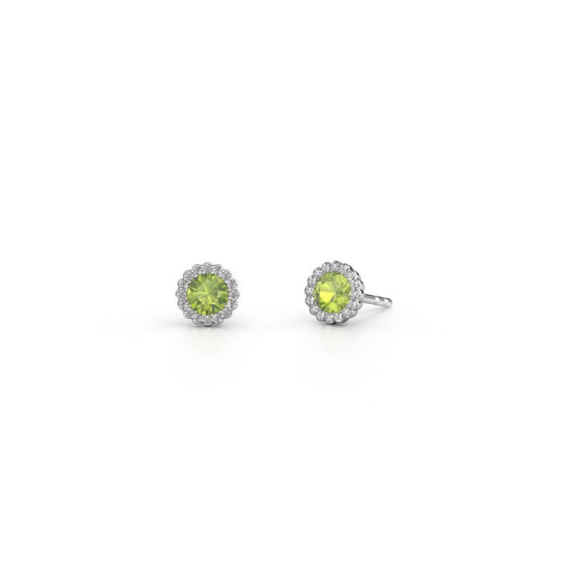 Earrings Queen 585 white gold peridot 4.2 mm