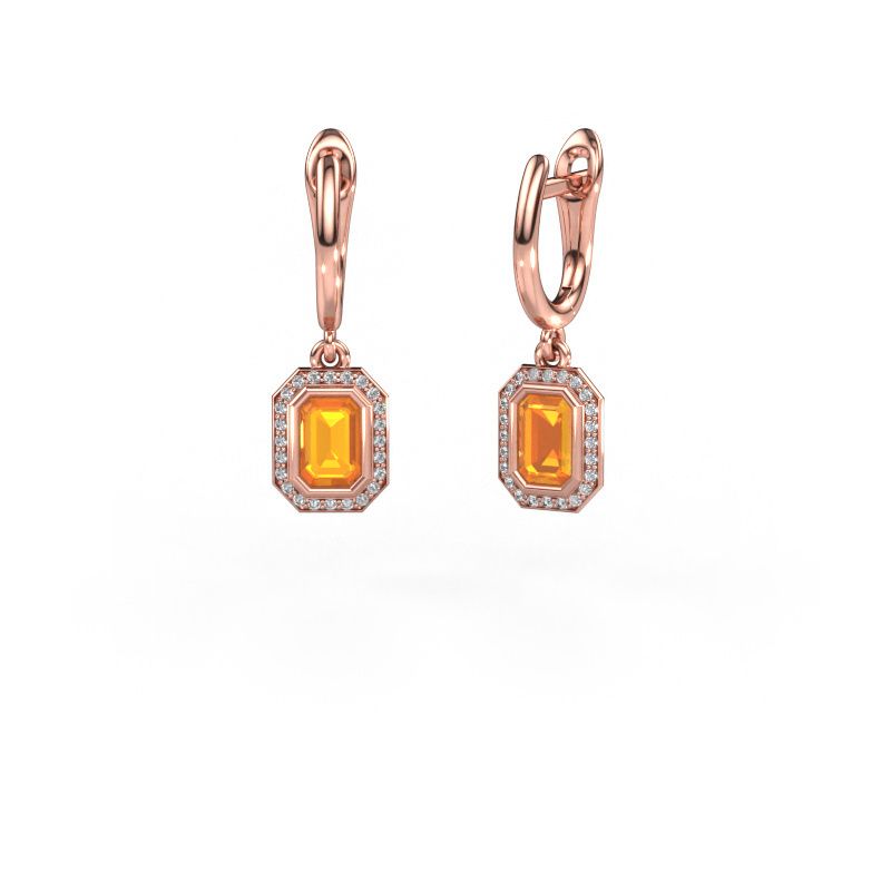 Oorhangers Noud EME 585 rosé goud citrien 6x4 mm