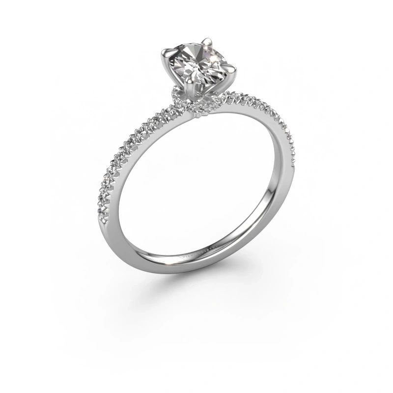 Bague de fiançailles Crystal OVL 4 585 or blanc zircone 7x5 mm