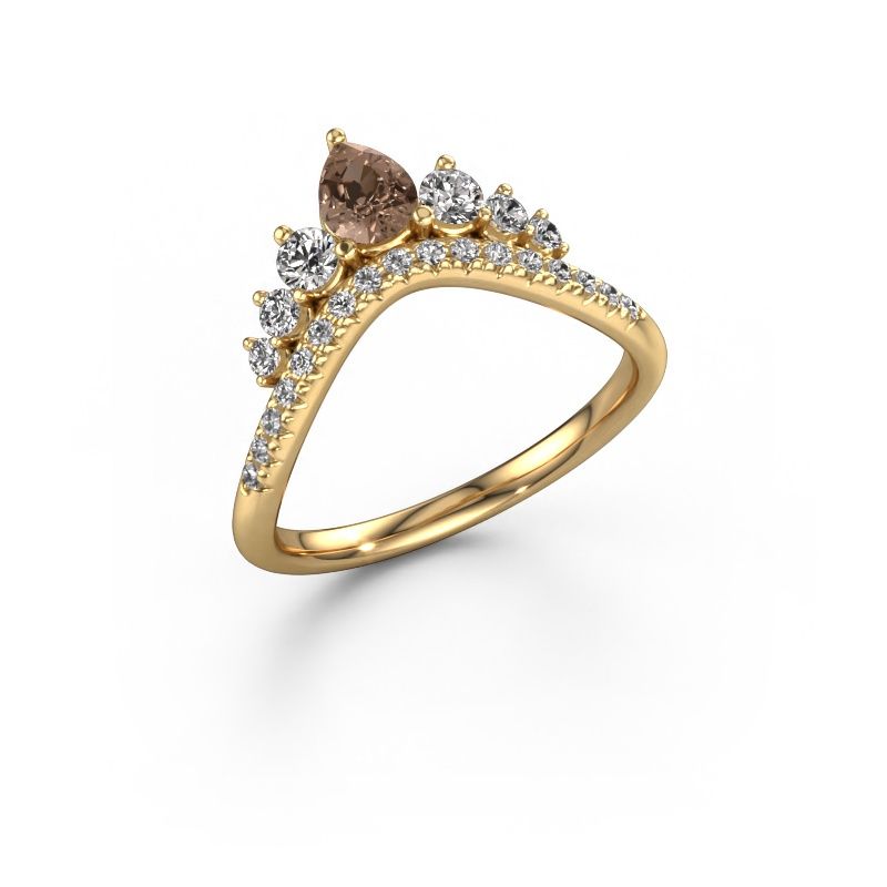 Aanschuifring Crown B 585 goud bruine diamant 0.614 crt