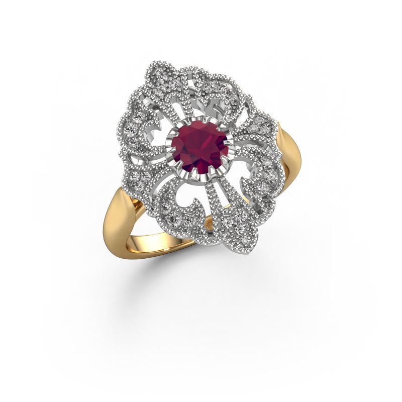 Verlobungsring Naida 585 Gold Rhodolit 5 mm