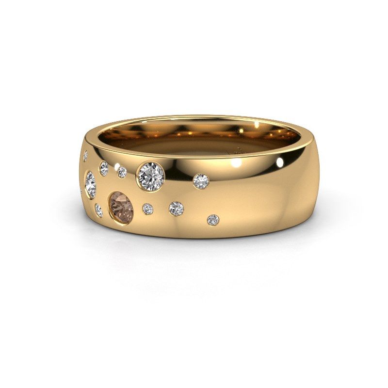 Image of Wedding ring WH0141L26BP<br/>585 gold ±7x2 mm<br/>Brown diamond