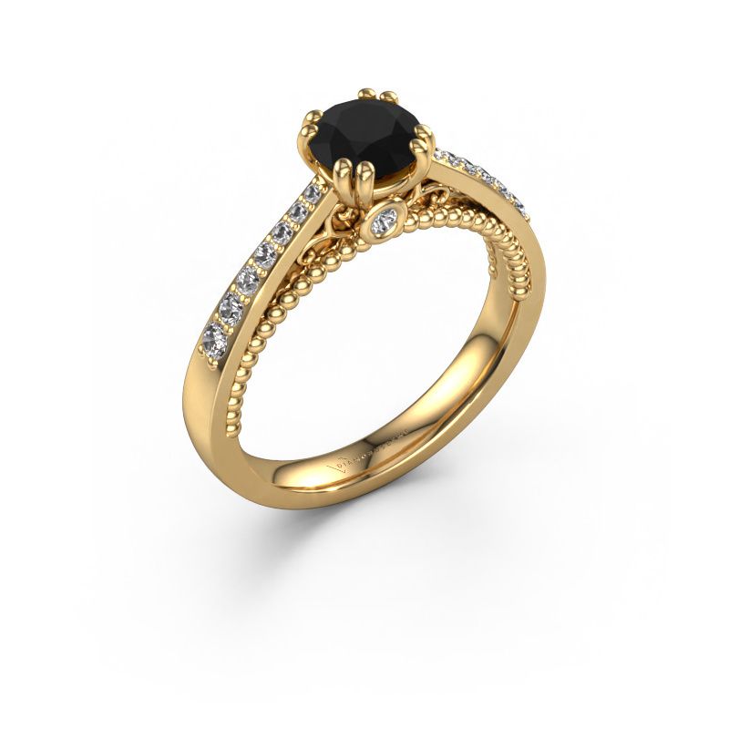 Bague de fiançailles Rozella 585 or jaune diamant noir 0.998 crt