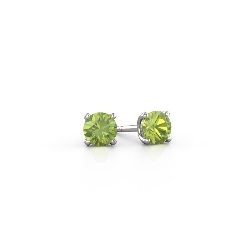 Clous d'oreilles Sam RND 585 or blanc péridot 5 mm