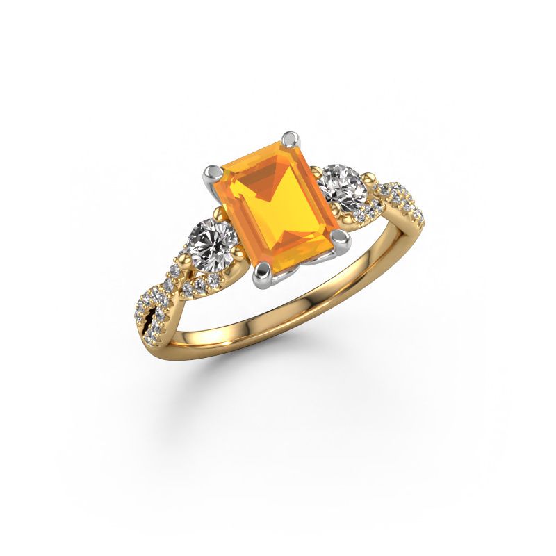 Verlobungsring Marilou EME 585 Gold Citrin 8x6 mm