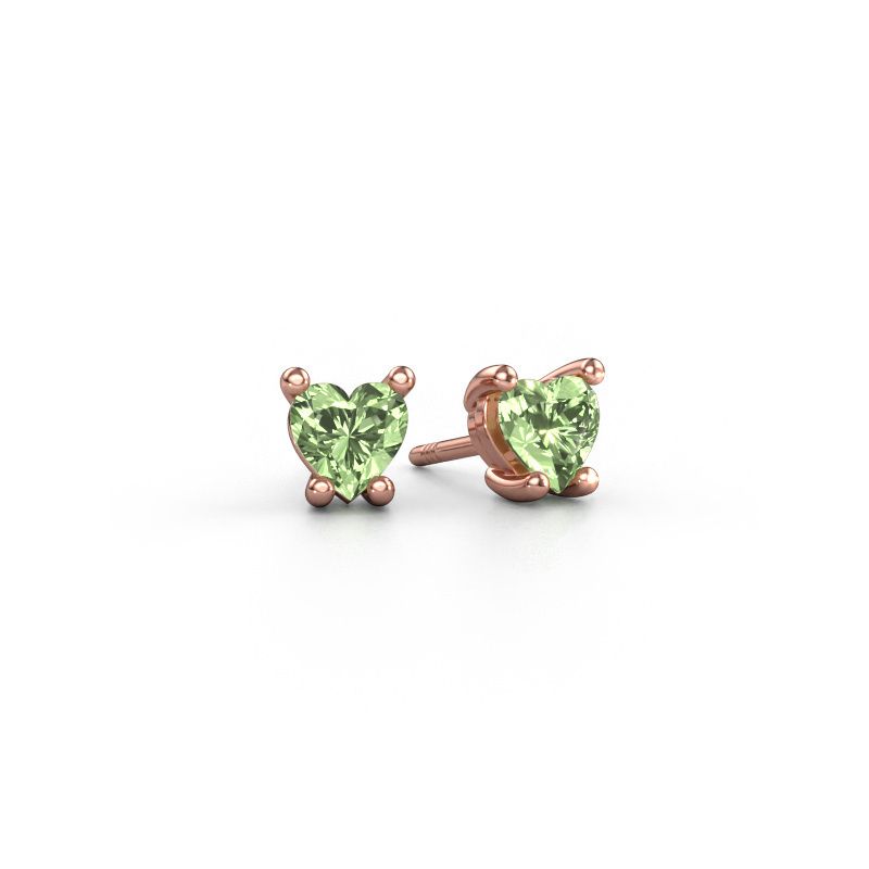 Ohrringe Sam Heart 585 Roségold grüner Labor-Diamant 5 mm
