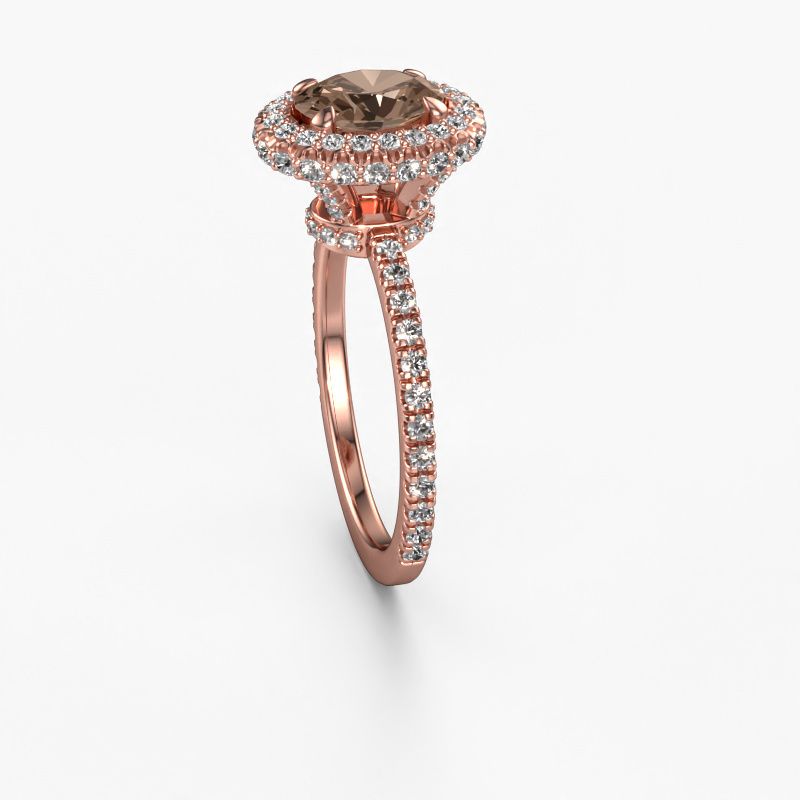 Image of Engagement ring Talitha OVL 585 rose gold brown diamond 1.444 crt