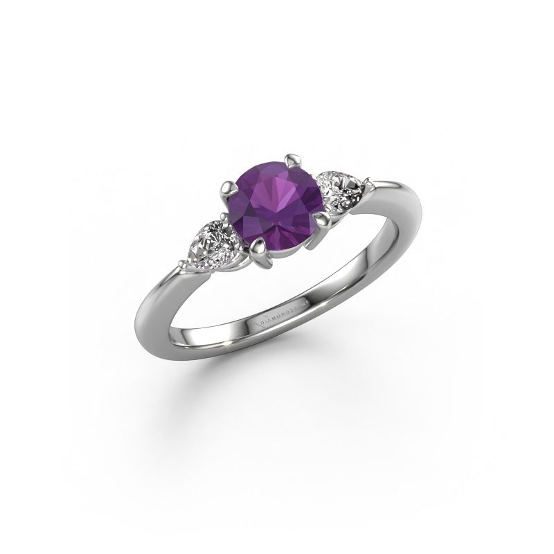 Bague de fiançailles Chanou RND 950 platine améthyste 6 mm