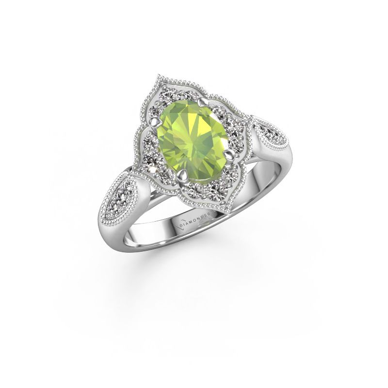 Verlobungsring Rosan 950 Platin Peridot 8x6 mm