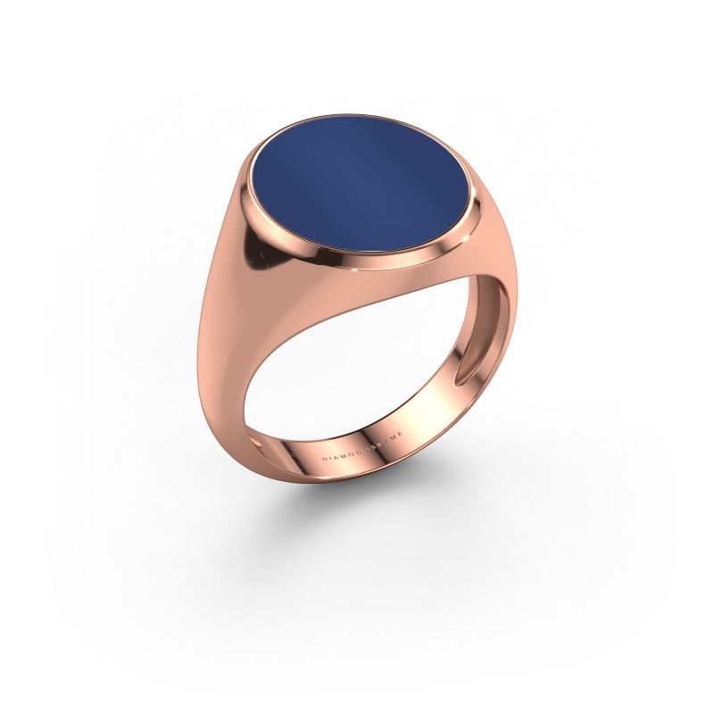 Chevalière Herman 5 light 585 or rose lapis lazuli 15x13 mm