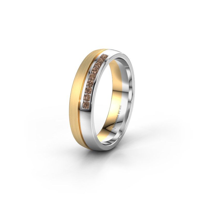 Image of Wedding ring WH0209L25APM<br/>585 gold ±5x1.7 mm<br/>Brown diamond