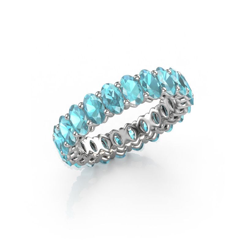 Stackable ring Heddy OVL 3x5 585 white gold blue topaz 5x3 mm