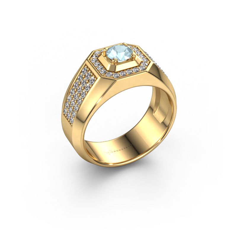 Men's ring Pavan 585 gold aquamarine 5 mm