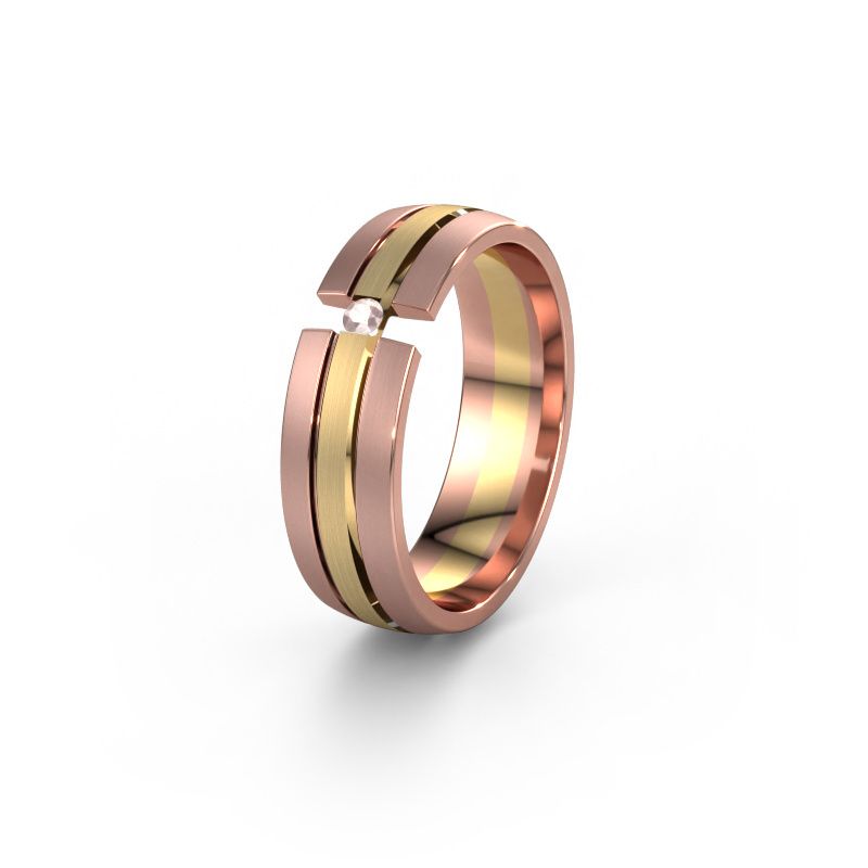 Wedding ring WH0402L26AM 585 gold morganite champagne ±0.24x0.07 in