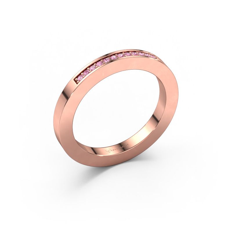 Stackable ring Loes 1 585 rose gold pink sapphire 1.1 mm