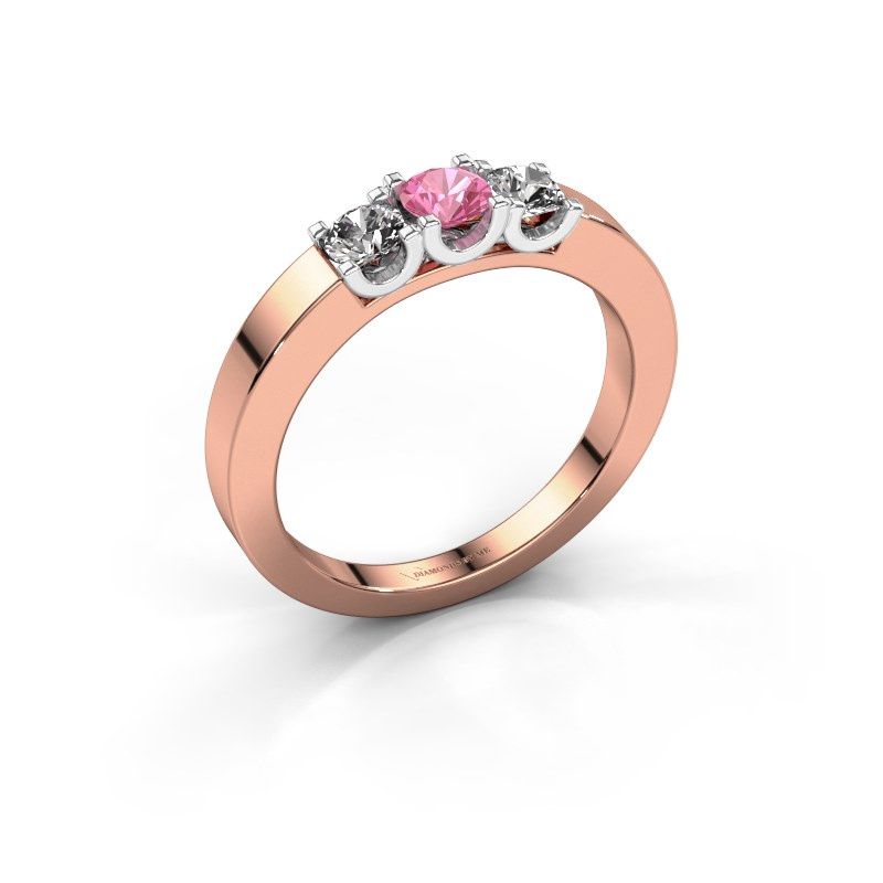 Afbeelding van Ring selina 1<br/>585 rosé goud<br/>Roze saffier 3.7 mm