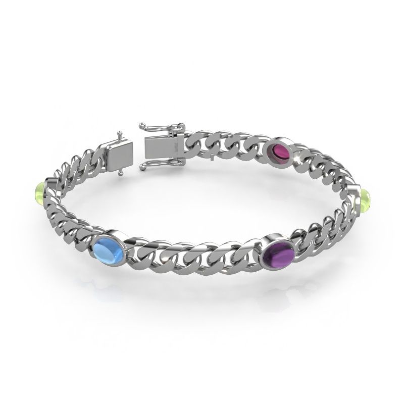 Schakel schakelarmband Corinne 5 8mm 585 witgoud