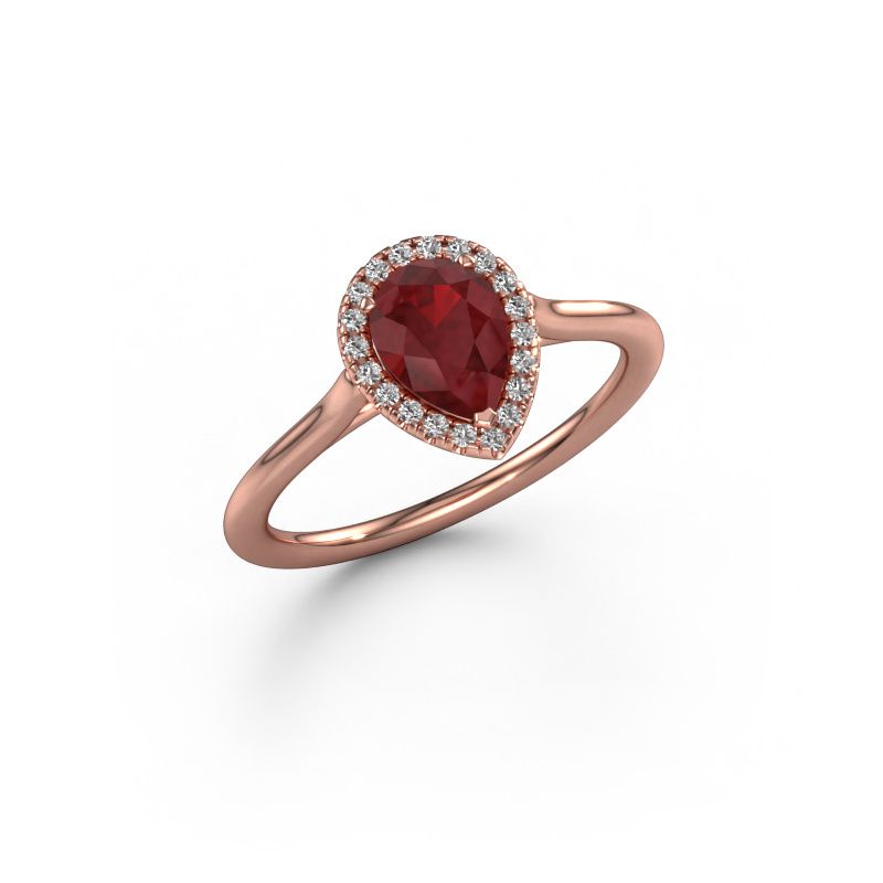 Verlovingsring Seline per 1 585 rosé goud robijn 7x5 mm