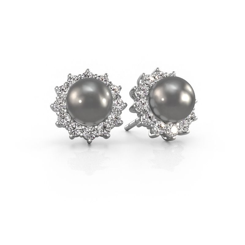 Ohrringe Tess 950 Platin Grau Perl 5 mm
